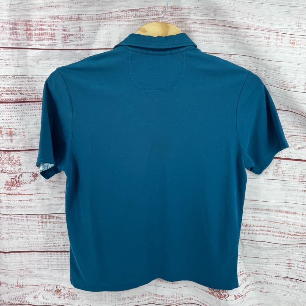 Tommy Bahama Polo Shirt Mens Size XL IslandZone Blue Short Sleeve Floral Trim - Picture 7 of 9